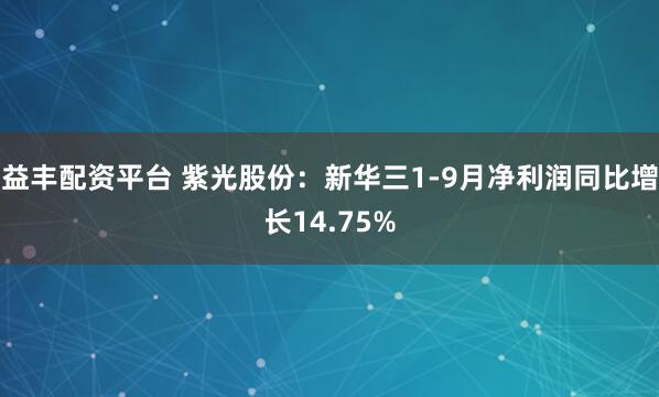 益丰配资平台 紫光股份：新华三1-9月净利润同比增长14.75%