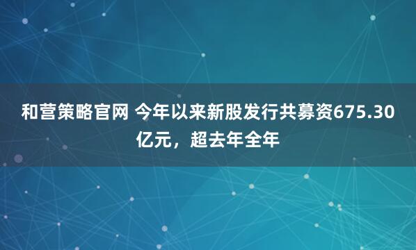 和营策略官网 今年以来新股发行共募资675.30亿元，超去年全年